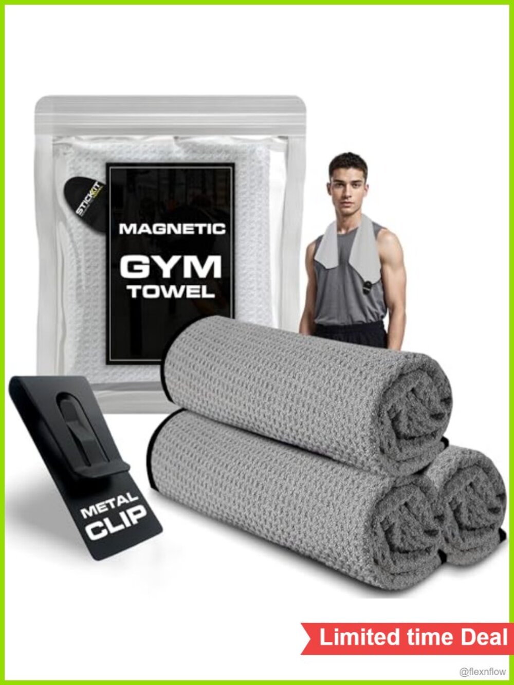Microfiber Gym Towel Quick Dry Magnetic Clip 29x29 Workout Yoga Sweat Towel